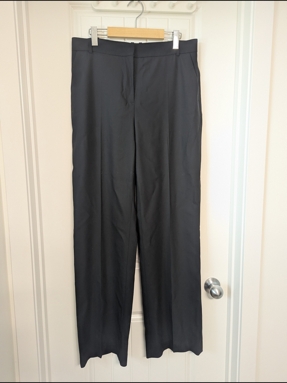 Wool High Rise Wide-Leg Black Women's Dress Pants